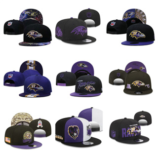 NFL Baltimore Ravens หมวกปีกปีกแบนแบบปรับได้หมวกกีฬากลางแจ้ง