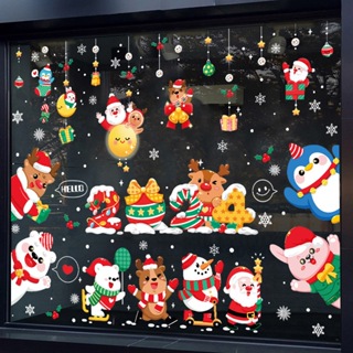 [wuxiang] สติกเกอร์ ลายคริสต์มาส สโนว์แมน ซานต้าคลอส 2023 สําหรับตกแต่งหน้าต่าง ห้างสรรพสินค้า