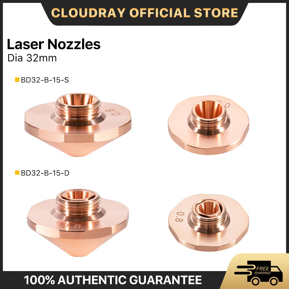 cloudray-laser-nozzles-หัวฉีดเลเซอร์-dia-32mm-caliber-0-8-4-0mm-for-fiber-laser-cutting-head