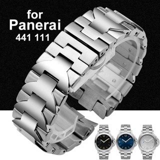 สายนาฬิกาข้อมือ สเตนเลส 316L ทรงโค้ง คุณภาพสูง สีเงิน สีดํา สําหรับ Panerai 441 111 Band Wristband 24 มม.