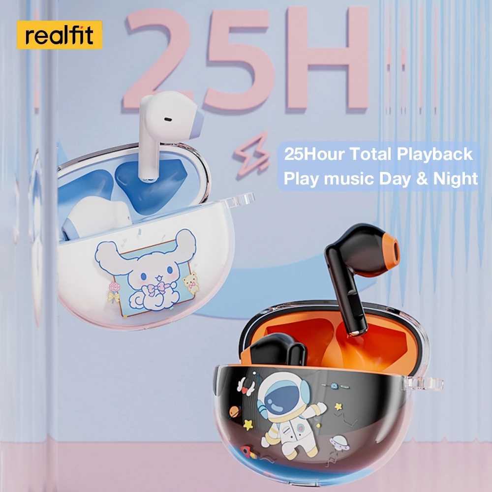 realfit F2 หูฟังบลูทูธเบสที่ยอดเยี่ยมหูฟังไร้สายพร้อมไมโครโฟน 5H เล่นยาวสไตล์เดียวกันกับ Bass หูฟัง Lenovo LP40 Pro