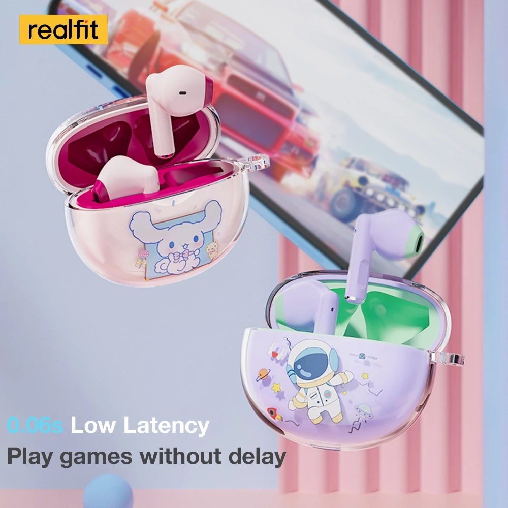 realfit F2 หูฟังบลูทูธเบสที่ยอดเยี่ยมหูฟังไร้สายพร้อมไมโครโฟน 5H เล่นยาวสไตล์เดียวกันกับ Bass หูฟัง Lenovo LP40 Pro