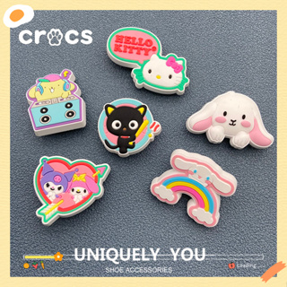 ใหม่ Crocs jibbitz หัวเข็มขัดรองเท้า Sanrio ซีรีส์รูรองเท้าดอกไม้ Crocs เสน่ห์การ์ตูนแอนิเมชั่นรองเท้าหัวเข็มขัดรองเท้าแตะอุปกรณ์เสริม