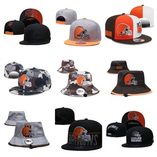 NFL Cleveland Browns หมวกปีกปีกแบนแบบปรับได้หมวกกีฬากลางแจ้ง
