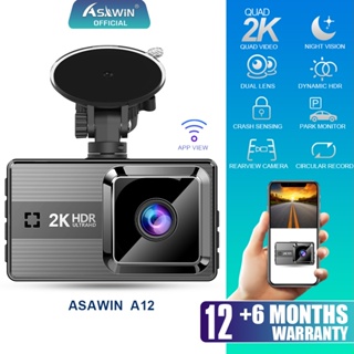 Asawin A12 WIFI dashcam ADAS for car Camera recorder 2k front and rear LDWS FCWS App Control 3 Inch IPS dash camera night vision Auto cycle video