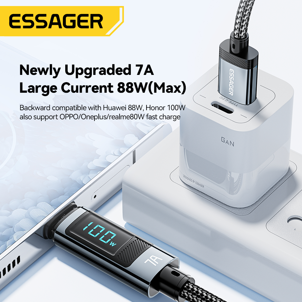 Essager สายชาร์จ Usb เป็น Type C 100W ชาร์จเร็ว สําหรับ huawei Oppo 7A