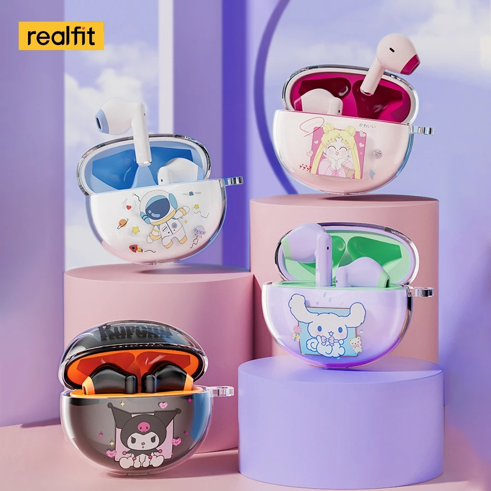 realfit F2 หูฟังบลูทูธเบสที่ยอดเยี่ยมหูฟังไร้สายพร้อมไมโครโฟน 5H เล่นยาวสไตล์เดียวกันกับ Bass หูฟัง Lenovo LP40 Pro