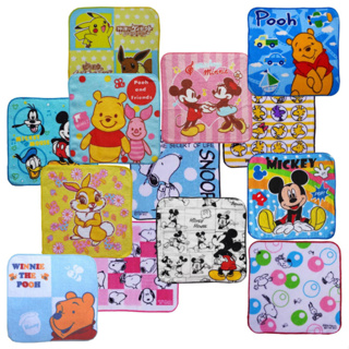 Disney 100% Cotton Baby Children Square Towel 1 Piece Handkerchief Mickey Princess Cute Cartoon Mesh Color Kindergarten Towel