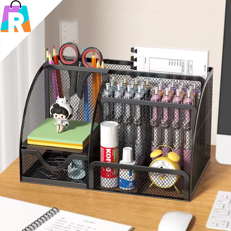 rongliver-กล่องใส่ปากกาเหล็ก-กล่องเครื่องเขียน-7-ช่อง-กล่องเหล็กอเนกประสงค์-ที่ใส่ปากกา