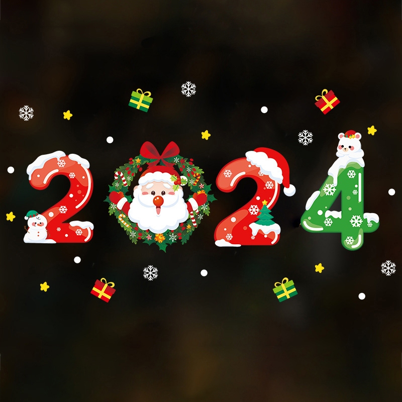brightdecorate-สติกเกอร์-กันน้ํา-ลายคริสต์มาส-ปีใหม่-2024-สําหรับตกแต่งหน้าต่าง-th