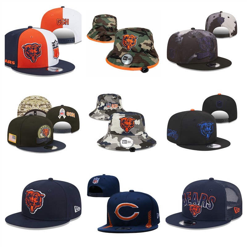 nfl-chicago-bears-หมวกปีกปีกแบนแบบปรับได้หมวกกีฬากลางแจ้ง