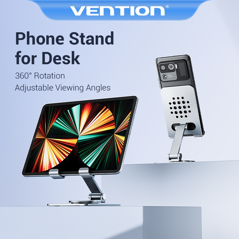 Vention ขาตั้งโทรศัพท์ ที่วางโทรศัพท์ เดสก์ท็อป แท็บเล็ต ขาตั้ง ปรับได้ น้ําหนักเบา แบบพกพา โลหะผสม ยกได้ สําหรับ iPhone 15 Pro iPad