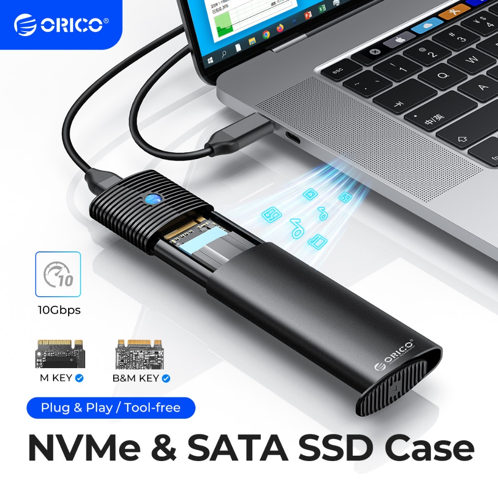 Orico M2 SSD Enclosure NVME Type-C PCIe Supports up to External SSD  4TB กรณีใช้งานร่วมกับ NGFF NVME SSD สําหรับ Mac (PWM2)