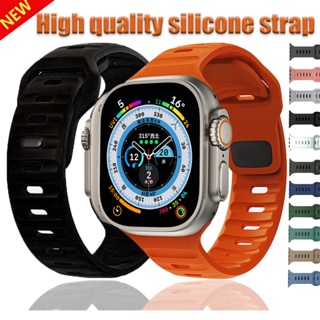 สายนาฬิกาข้อมือซิลิโคน สําหรับ Apple Watch Band 49 มม. 45 มม. 44 มม. 41 มม. 40 มม. 42 มม. 38 มม. Correa iWatch UItra Series 8 7 6 5 4 3 SE