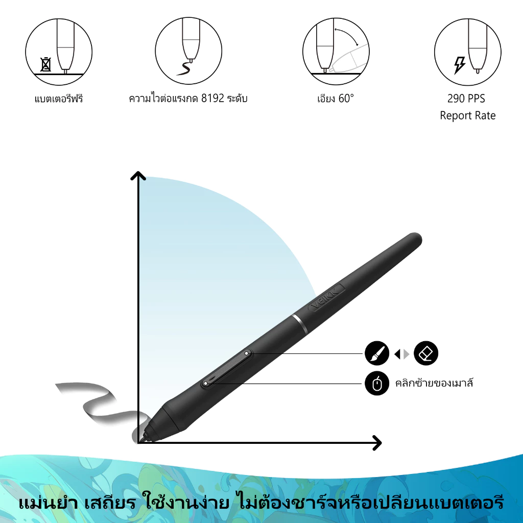 VEIKK VK1200 v2 เมาส์ปากกาพร้อมจอวาด 11.6 นิ้ว การแสดงกราฟิก หน้าจอเคลือบแบบเต็ม ความไวต่อแรงกด 8192 ระดับ 290 PPS