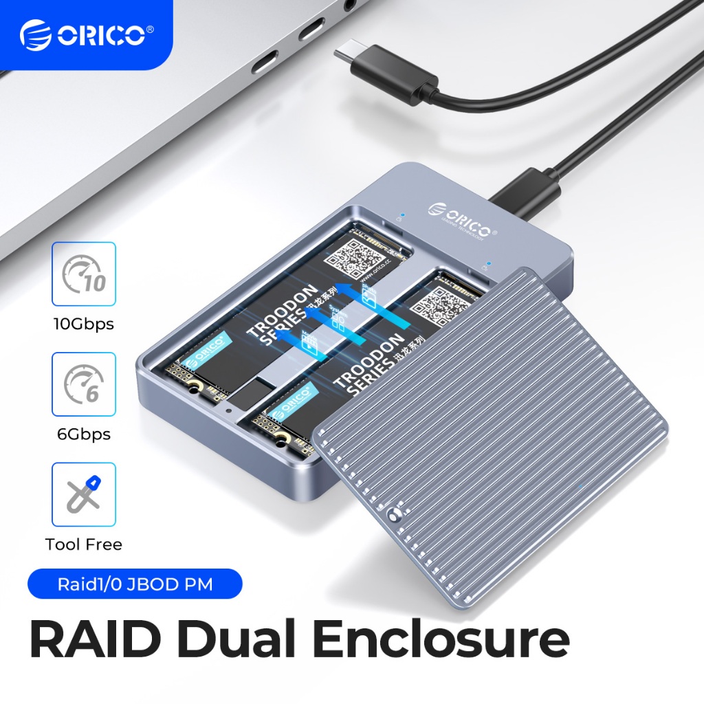 Orico LSDT RAID Dual Bay M2 SSD กรณีสนับสนุน M.2 NGFF SATA SSD Disk ...