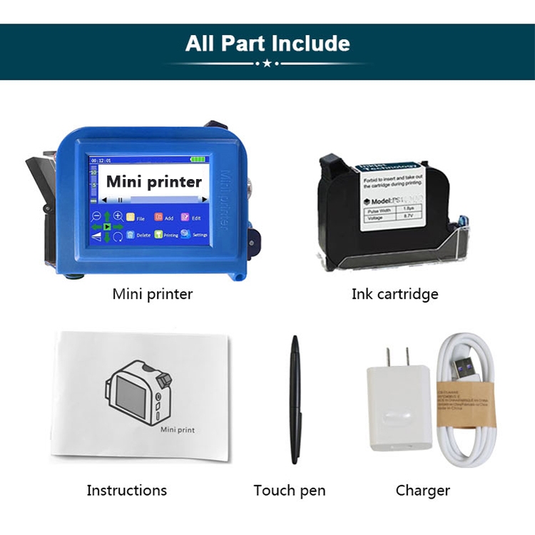 เครื่องพิมพ์อิงค์เจ็ท MINI Inkjet Code ชนิดแห้งเร็วหมึกกันน้ำ 2-12.7 มม ...