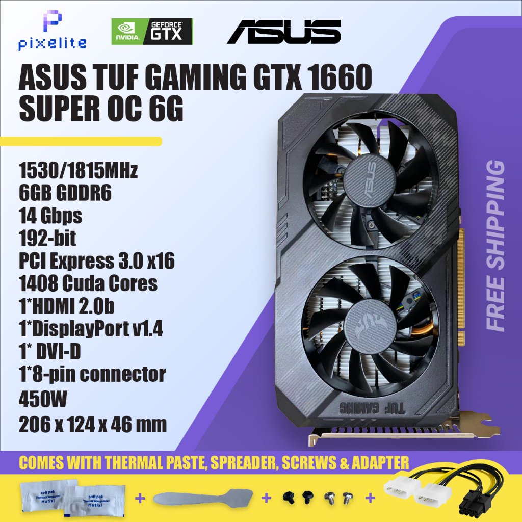 ใช้ ASUS GTX 1660 super 1660s 1660Ti TI กราฟิกการ์ดการ์ด gradifik GPU ...