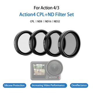 Telesin CPL ND8 ND16 ND32 ชุดกรอบฟิลเตอร์เลนส์ อะลูมิเนียมอัลลอย อุปกรณ์เสริมกล้องแอคชั่น DJI Action 3 Action 4 ND CPL