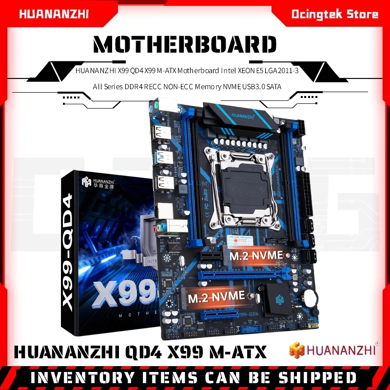 Huananzhi X99 QD4 LGA 2011-3 XEON X99 เมนบอร ์ ด Intel E5 2640 2666 ...