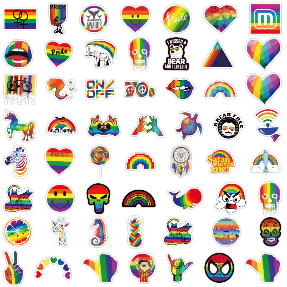 สติ๊กเกอร์ลายกราฟฟิก-lgbt-สีรุ้งกันน้ํา-100-ชิ้น