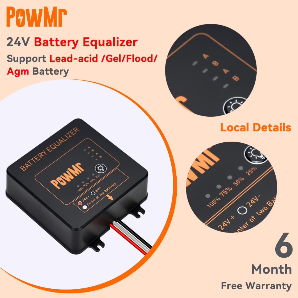 PowMr 2X12V Battery Balancer for 2 X 12V Equalizer Lead Acid Battery System  Pack อีควอไลเซอร์แบตเตอรี่
