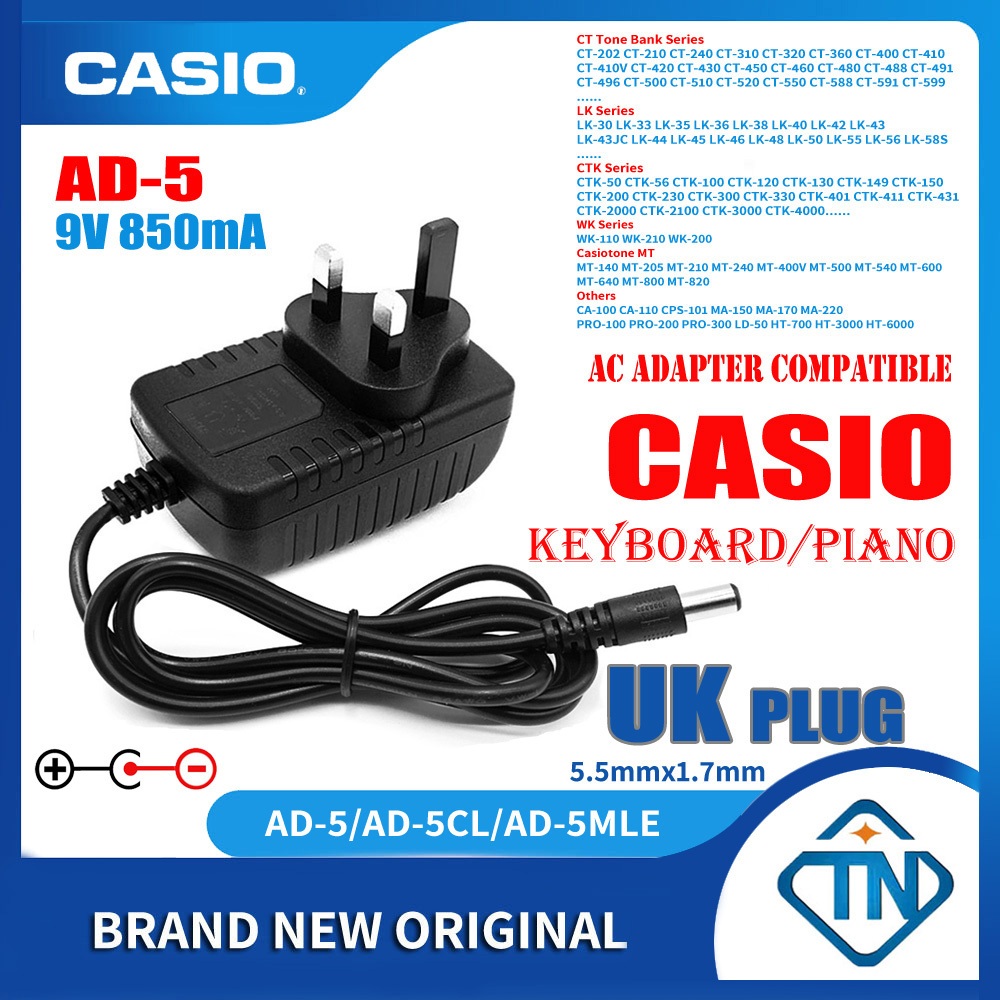 อะแดปเตอร์พาวเวอร์ซัพพลายเปียโนไฟฟ้า 9V 850mA AD-5 AD-5CL AC สําห