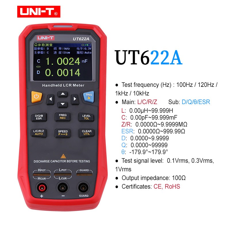 Uni-t UT622A UT622C UT622E เครื่องวัดตัวเก็บประจุดิจิตอล LCR ส่วนประกอบ ...