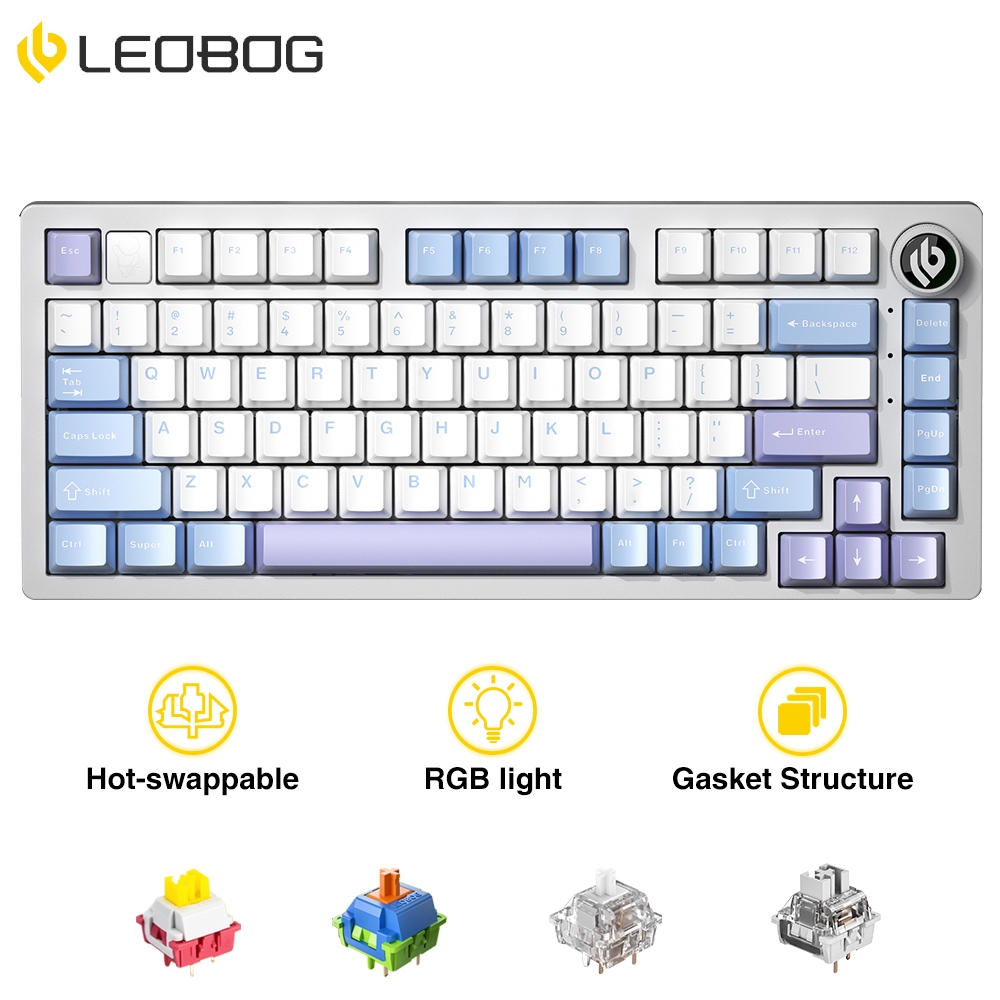 Leobog Hi75 คีย์บอร์ดเมคคานิคอล 75% 81 คีย์ มีสาย RGB พร้อมลูกบิด และปะ ...