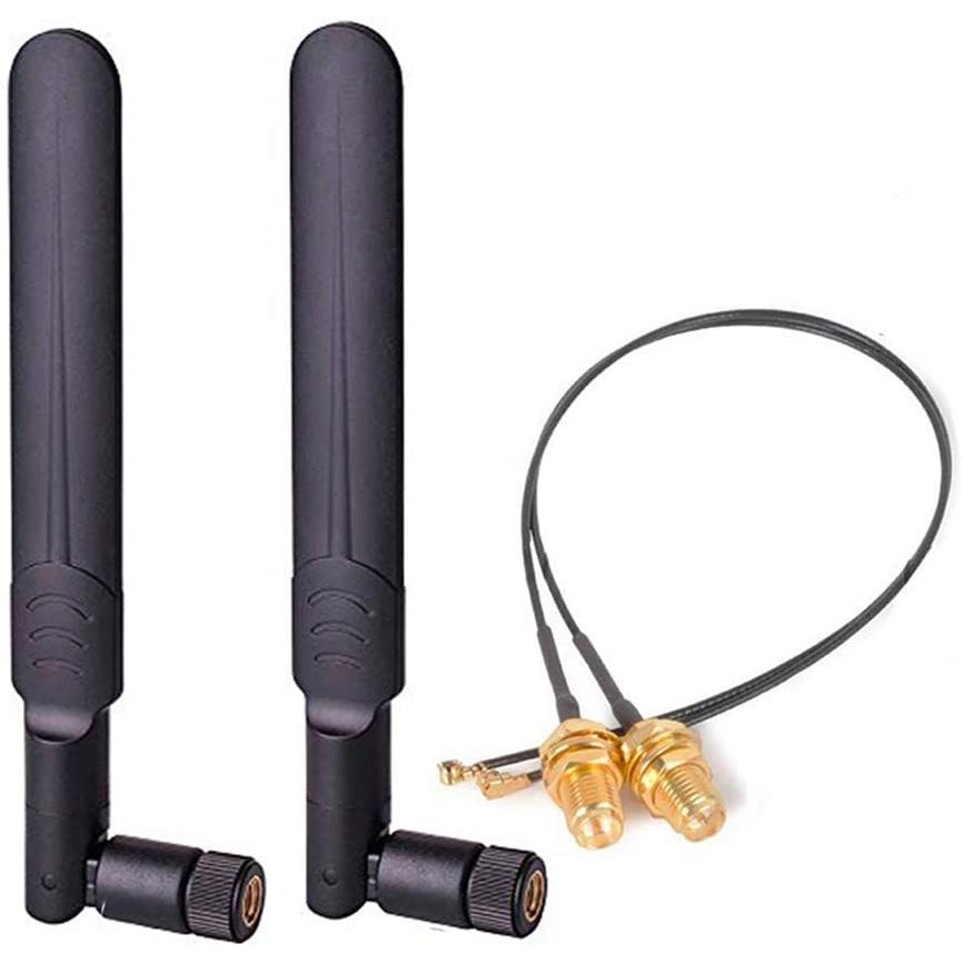 GTIWUNG 3 Pezzi 8dBi RP-SMA Antenna WiFi 16CM Dual Band 2.4/5/5.8GHz Wireless WLAN-Antenna + 3 Pezzi 25cm U.FL a RP SMA RG178 Cavo Pigtail
