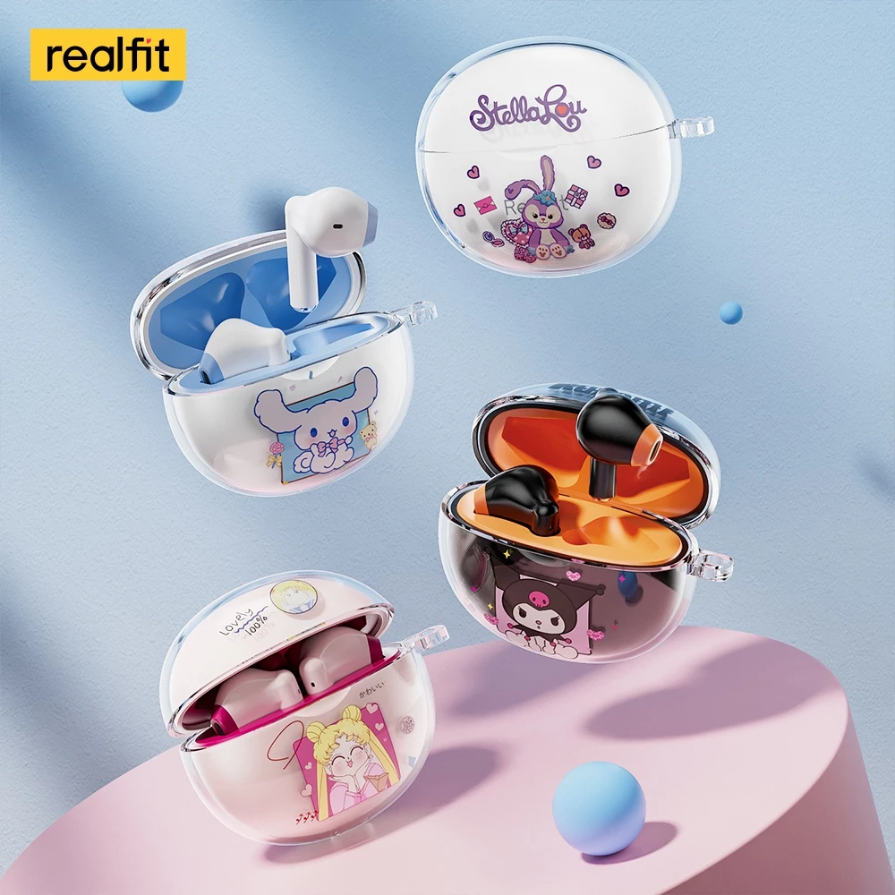 realfit F2 หูฟังบลูทูธเบสที่ยอดเยี่ยมหูฟังไร้สายพร้อมไมโครโฟน 5H เล่นยาวสไตล์เดียวกันกับ Bass หูฟัง Lenovo LP40 Pro