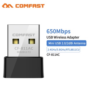 comfast ตัวรับสัญญาณ wifi คอมพิวเตอร์ 650Mbps Usb Wifi 2.4 + 5Ghz Usb Wifi 802.11n / g / b / ac สําหรับ Pc Wi-Fi Dongle