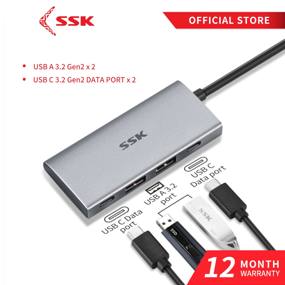SSK SC109 สถานีเชื่อมต่อ 1050MB/s USB Port HUB USB3.2 Gen2 PD Charging ...