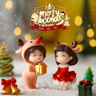 [คู่รักคริสต์มาส สไตล์ใหม่] โมเดลตุ๊กตาพลาสติก PVC รูปการ์ตูนคู่รัก แฮนด์เมด DIY สําหรับตกแต่งภูมิทัศน์