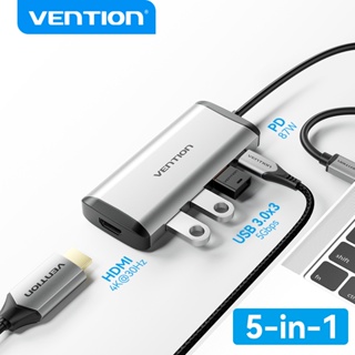 Vention 5-in-1 ฮับอะแดปเตอร์ พอร์ต USB ประเภท C พร้อม HDMI 4K USB 3.0 PD ช่องชาร์จ สำหรับแล็ปท็อป USB-C CNB