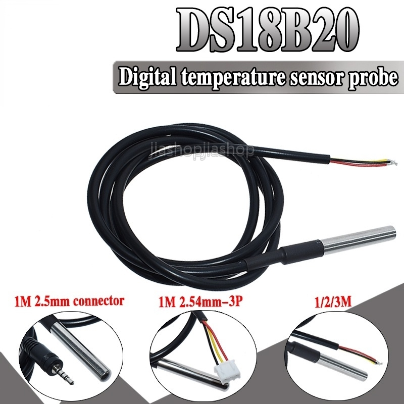 DS1820 แพคเกจสแตนเลสกันน้ํา DS18b20 อุณหภูมิ Probe เซ็นเซอร์อุณหภูมิ ...