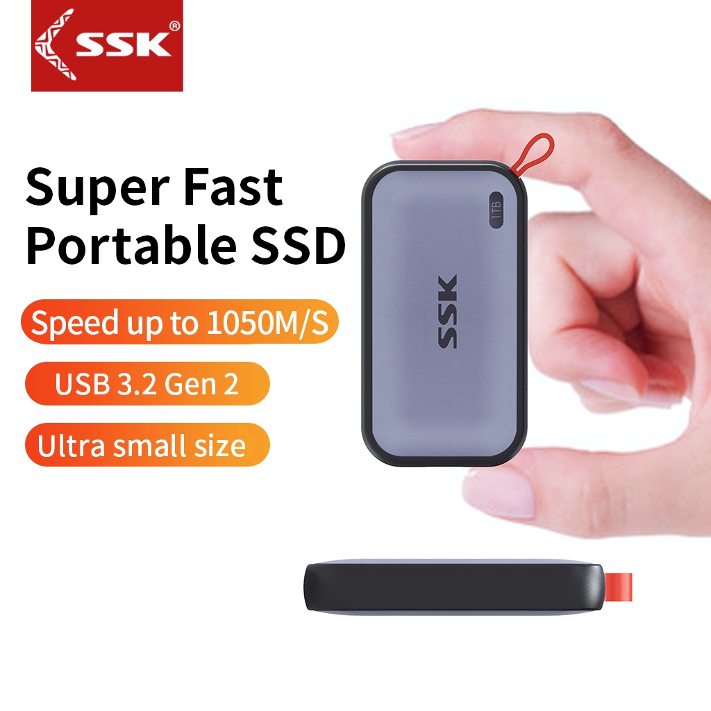 SSK 1050MB/s External SSD ภายนอก 1TB 10Gbps USB3.2 Gen2 External Solid ...