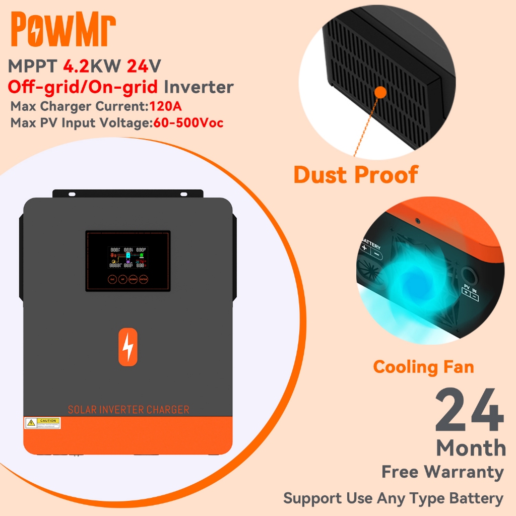 【ร้านค้าอย่างเป็นทางการ】 PowMr MPPT 4.2KW Off-Grid/On-Grid Pure Sine ...