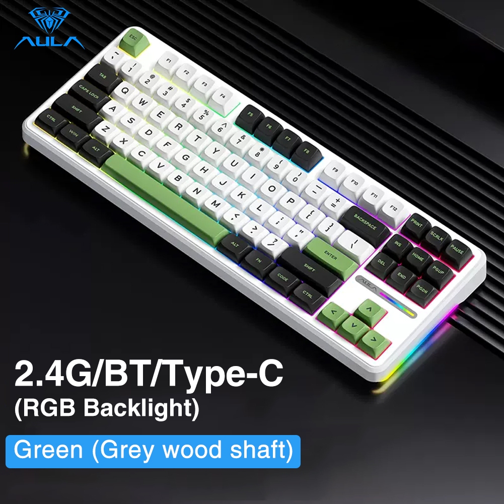 Aula F87 Pro คีย์บอร์ดเมคคานิคอล 87 คีย์ แบบใช้สาย 2.4G บลูทูธไร้สาย ...