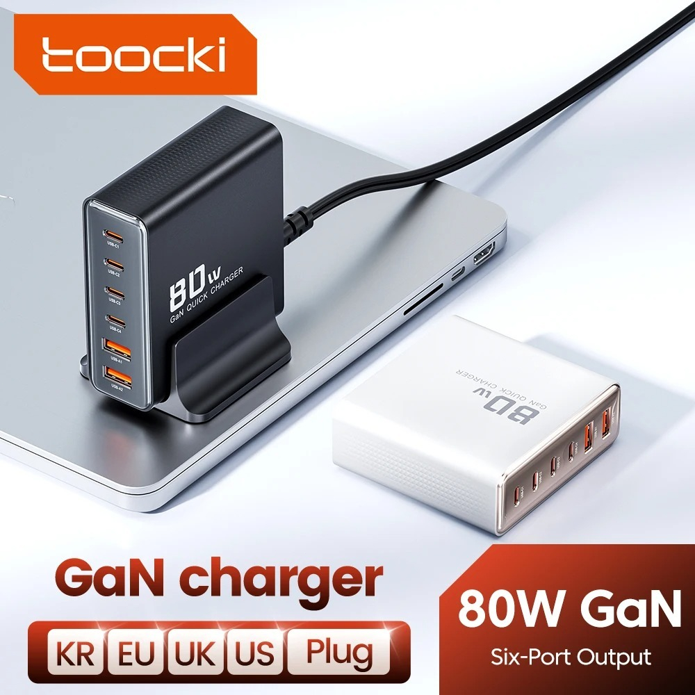 Toocki 6 in1 ที่ชาร์จ USB Type C 80W PD3.0 ชาร์จเร็ว | Shopee Thailand