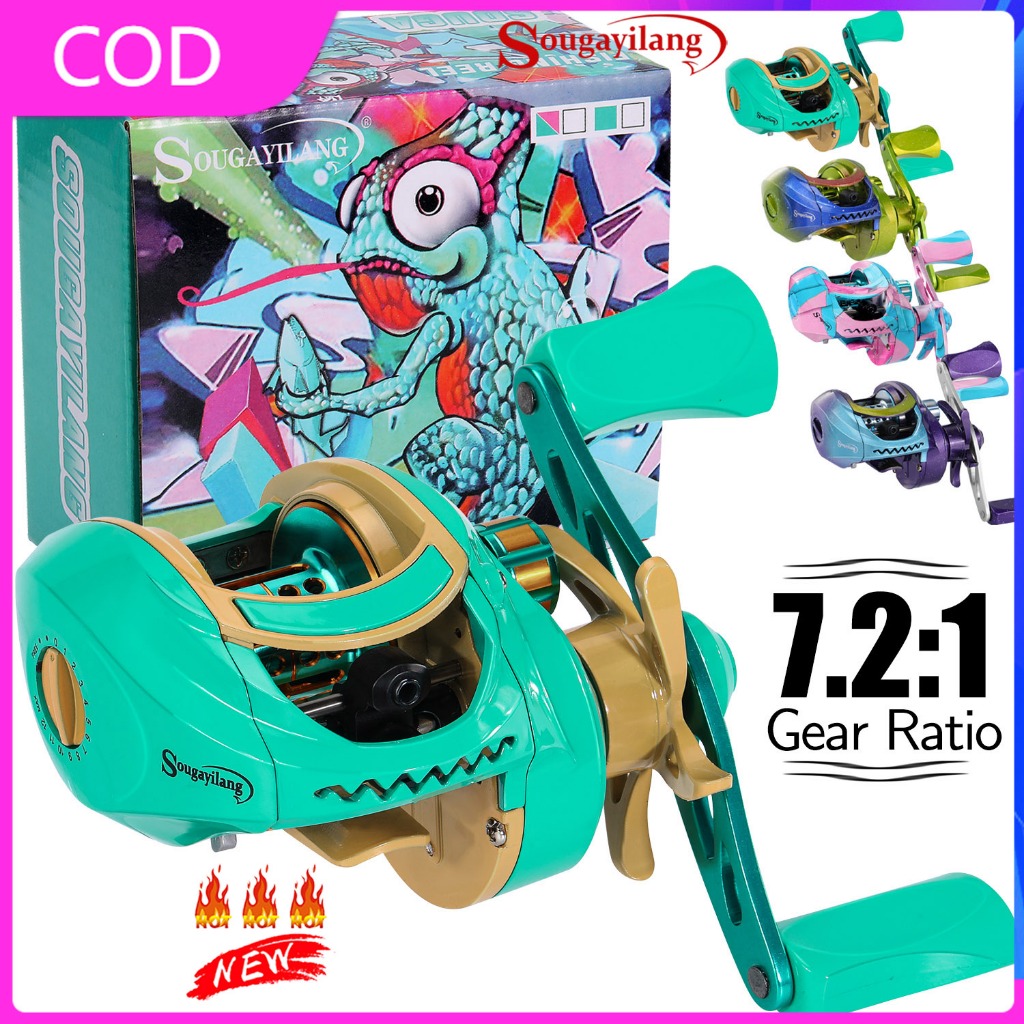 Sougayilang ใหม่ รอกตกปลา 4 สีมาการอง 17+1BB 7.2:1 GR ความเร็วสูง ป้องกันการกัดกร่อน แกนอลูมิเนียม ลากสูงสุด 10 กก. สําหรับตัวเครื่องตกปลาทุกรุ่น
