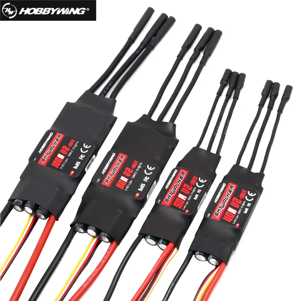 Hobbywing ตัวควบคุมความเร็วโดรน ESC 40A 50A 80A 100A V2 ESC 2-4S ...