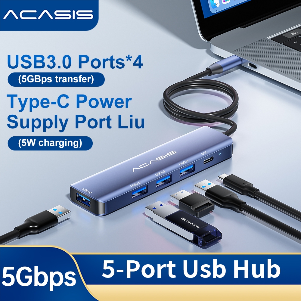 Acasis ฮับ USB 3.0 4 พอร์ต สวิตช์แยกร่างกาย อลูมิเนียม พร้อมที่ชาร์จ ...