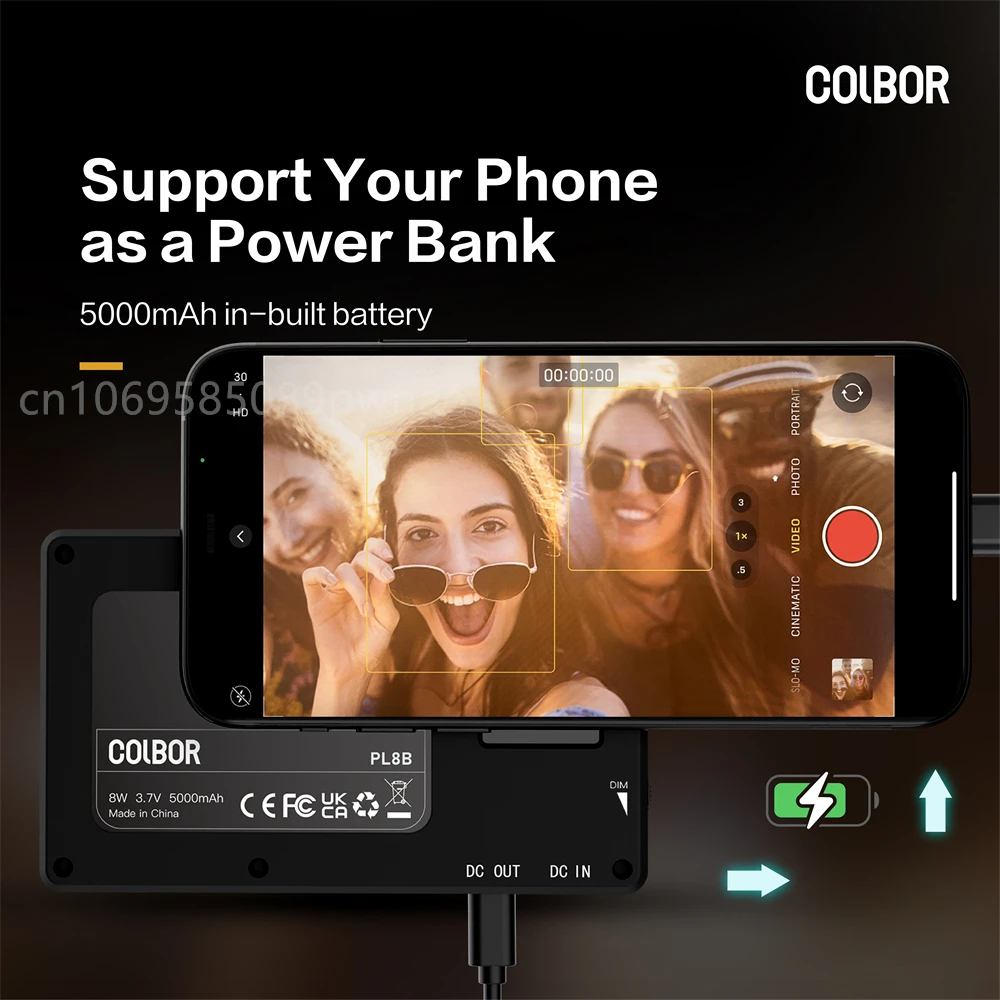 Colbor PL8B แผงไฟสตูดิโอ LED 5000mAh หรี่แสงได้ 2500-9000K สีเต็ม ชาร์จ ...