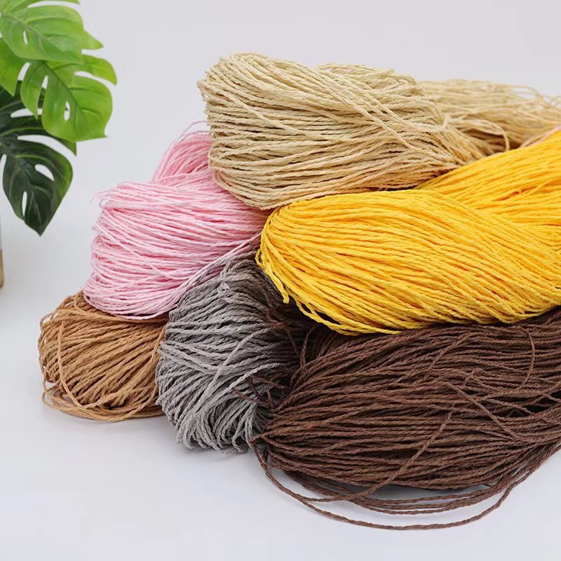 Raffia Straw Yarn Loewe หมวกถักกระเป๋าเส้นด้ายถัก 200G ไหมราเฟียถัก ...