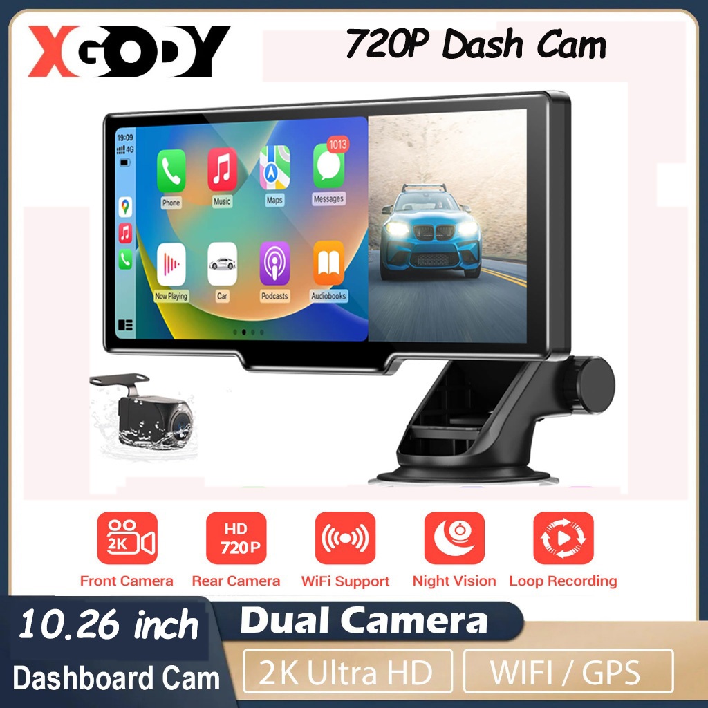 XGODY H29 Dash Cam 2K Wireless Carplay Android Auto HD 720P WDR XGODY Car Camera wifi car camera
