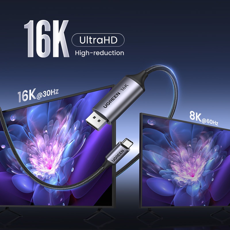 Ugreen สายเคเบิลวิดีโอ DP 16K 30Hz USB-C เป็น DP2.1 16K UltraHD รองรับ ...