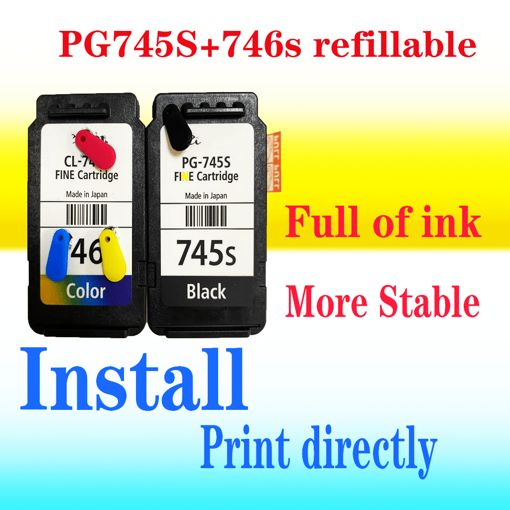PG-745s/ CL-746s 745s 746s ตลับหมึกสีดําสําหรับ PIXMA MG2570S MG2577S ...