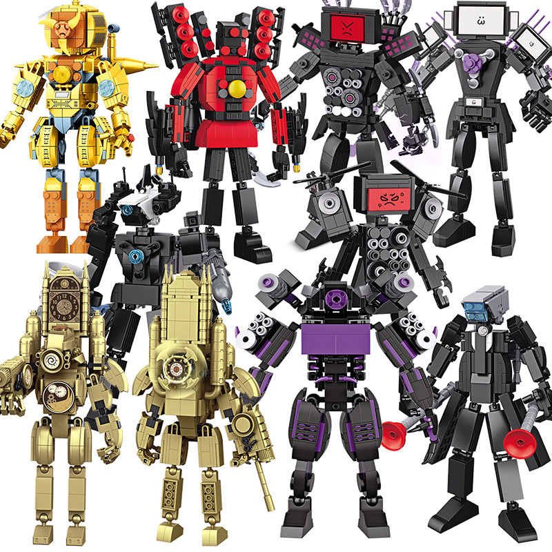 Skibidi Toilet Figure Building Block Set, Titan Speaker Man Cameraman