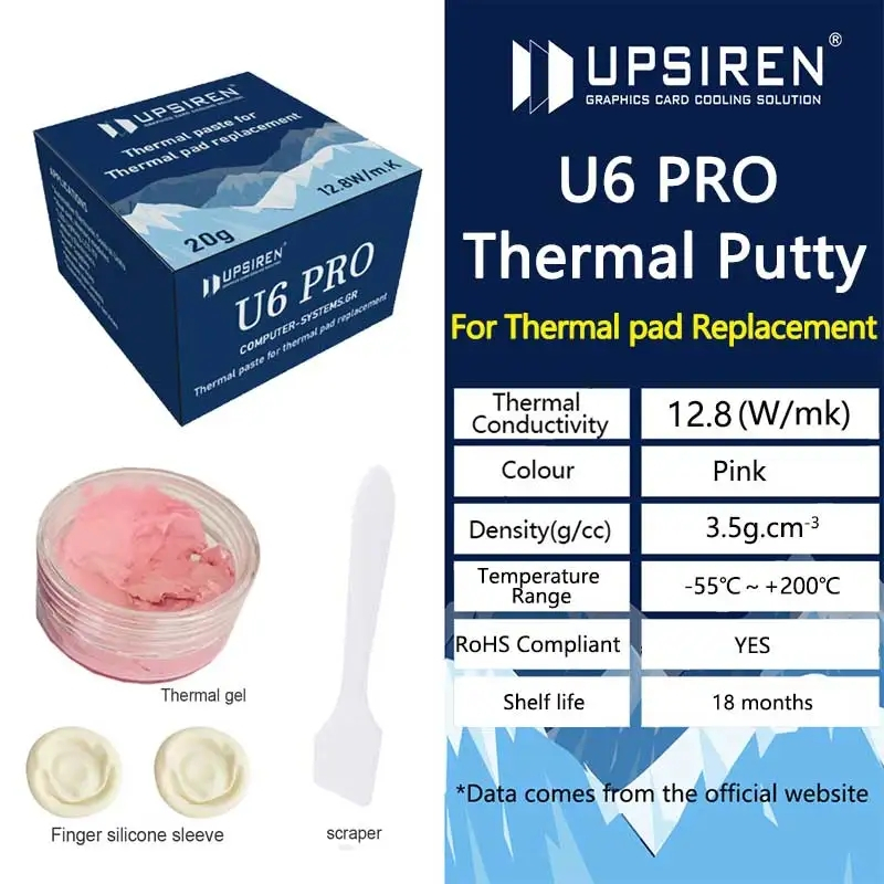 UPSIREN สีโป๊วความร้อน U6 PRO สําหรับ GPU BTC กราฟิกการ์ดแผ่นความร้อน ...